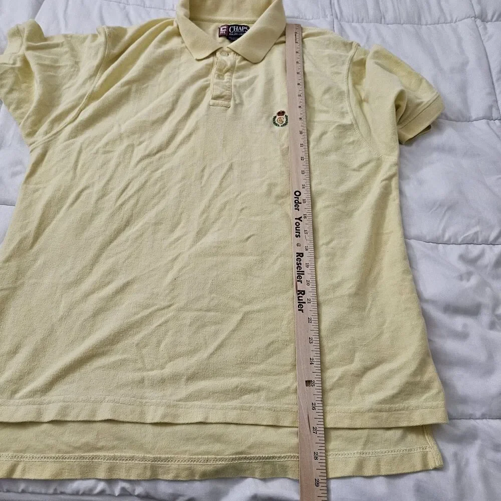 Chaps x Ralph Lauren Polo Shirt Mens Large Yellow Preppy Short Sleeve Top Cotton